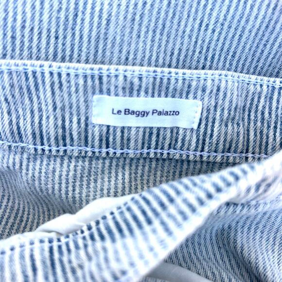 FRAME Le Baggy Palazzo Bleached Stripe Jeans Baggy Wide Leg 28 Blue Pants - Picture 4 of 8